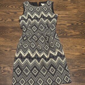 J. Crew Black and Cream Patterned Mini Dress